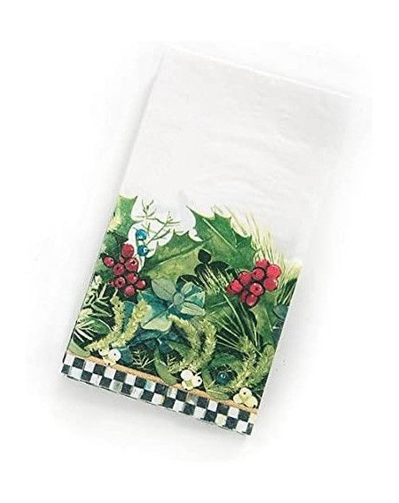 Tableware Mackenzie Childs Holly & Berry with Courtly Check Paper Guest Towel Napkins (20 Count) - C018AUSICD3 $54.13