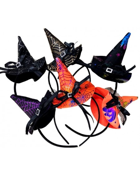 Favors 6 Pcs Halloween Witch Hat Headband Halloween Fancy Dress Accessory Pretend Play Dress Up - CF18GCYXAKX $29.48