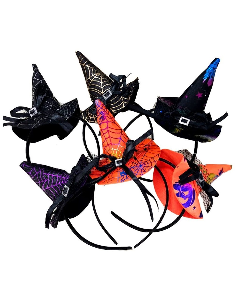 Favors 6 Pcs Halloween Witch Hat Headband Halloween Fancy Dress Accessory Pretend Play Dress Up - CF18GCYXAKX $14.55