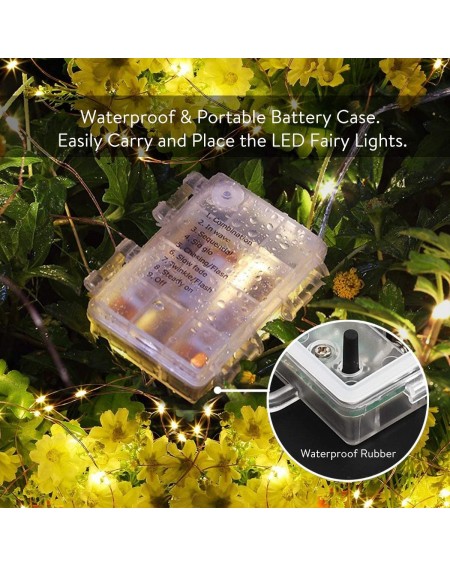 Indoor String Lights 8 Modes 2 Pack 33 Feet 100 Led Fairy String Lights with Battery Remote Timer Control Operated Waterproof...
