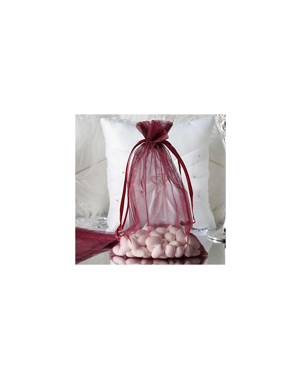 Favors 60 pcs 6x9 inch Burgundy Organza Favor Bags - Wedding Party Favors Jewelry Pouch Candy Gift Small Bags - Burgundy - C2...