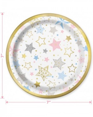 Party Packs Twinkle Little Star Metallic Party Supplies - Shiny Gold Star Paper Dessert Plates & How I Wonder Beverage Napkin...