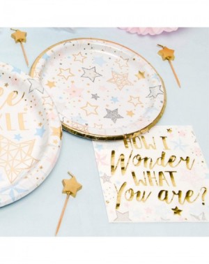 Party Packs Twinkle Little Star Metallic Party Supplies - Shiny Gold Star Paper Dessert Plates & How I Wonder Beverage Napkin...