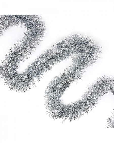 Garlands 50 Feet Christmas Foil Tinsel Garland Decoration for Holiday Tree Walll Rail Home Office Event-Silver-XG93204 - Silv...
