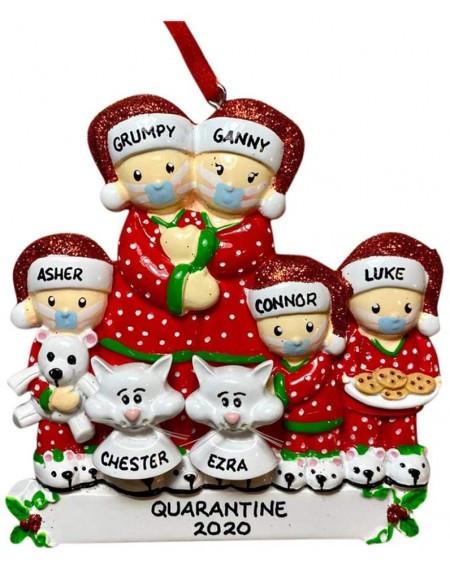 Ornaments Family of 5 Christmas Warm Home Decorative Hanging Ornaments with Two Cute Rabbits-Personalized Name New Year's Dec...