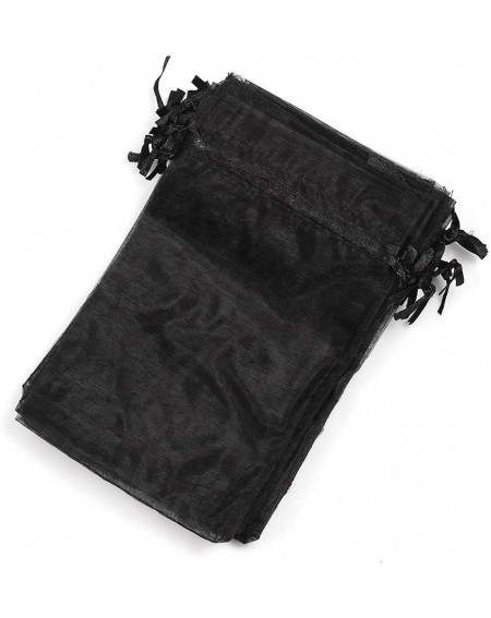 Favors 50PCS Drawstring Organza Jewelry Candy Pouch Small Wedding Party Favor Gift Packing Bags (Black- 9 x12cm) - Black - CR...