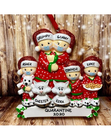 Ornaments Family of 5 Christmas Warm Home Decorative Hanging Ornaments with Two Cute Rabbits-Personalized Name New Year's Dec...