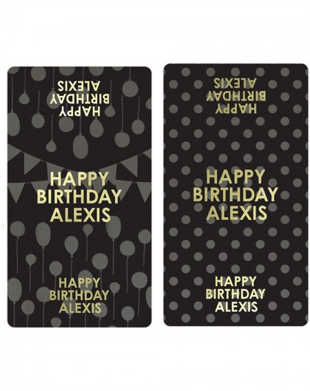 Favors Personalized Happy Birthday Party Mini Candy Bar Wrappers with Name - 45 Stickers (Gold) - Gold - C2198TTDG7G $11.96