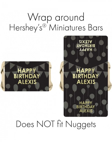 Favors Personalized Happy Birthday Party Mini Candy Bar Wrappers with Name - 45 Stickers (Gold) - Gold - C2198TTDG7G $11.96