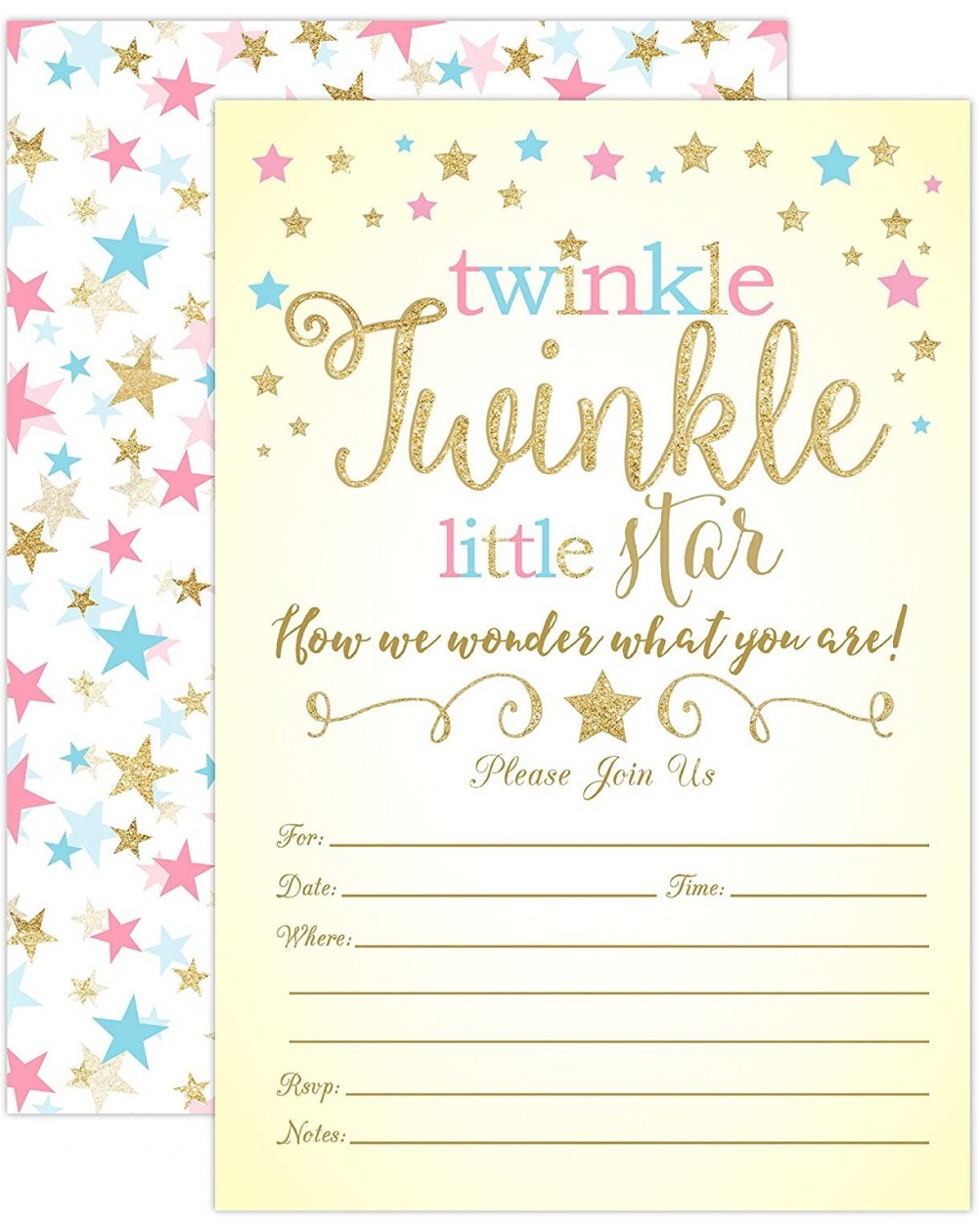 Invitations Twinkle Twinkle Little Star Gender Reveal Invitations- Gender Reveal Party Baby Shower Invites- 20 Fill in Style ...