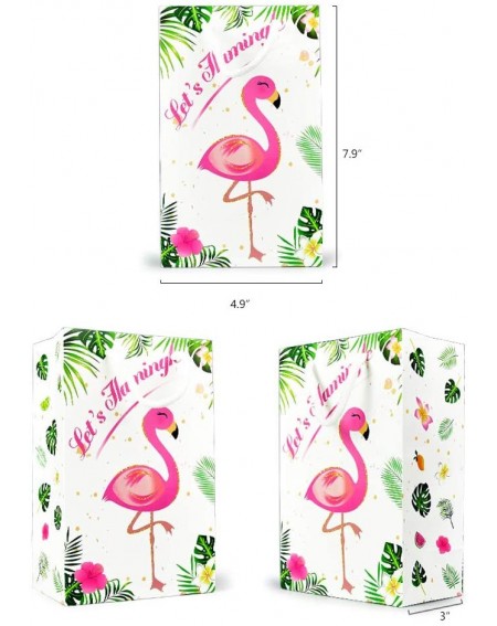 Party Packs Flamingo Gift Bags - 16 PCS Tropical Themed Party Favors for Girls Kids Durable Paper Goodies Treat Bags Birthday...