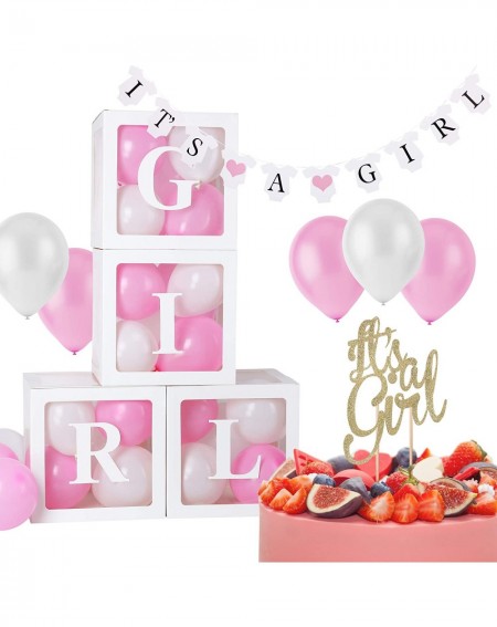 Favors BabyShower Decorations Girl - It's a Girl Cake Topper - It's a Girl Banner - Baby Blocks for Baby Shower - Baby Boxes ...