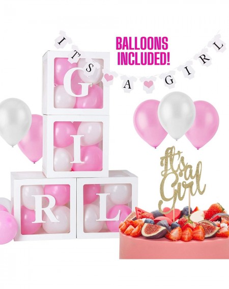 Favors BabyShower Decorations Girl - It's a Girl Cake Topper - It's a Girl Banner - Baby Blocks for Baby Shower - Baby Boxes ...