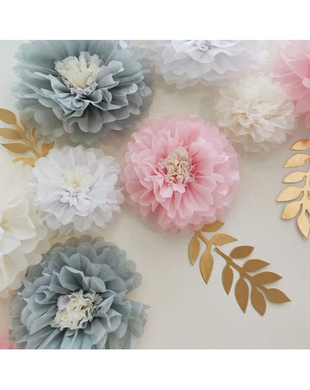 Tissue Pom Poms Elegant Nursery Paper Flowers Blush Grey Girls First Birthday Party Wall Decoration Backdrop Photo Prop Pack ...