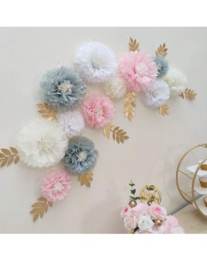 Tissue Pom Poms Elegant Nursery Paper Flowers Blush Grey Girls First Birthday Party Wall Decoration Backdrop Photo Prop Pack ...