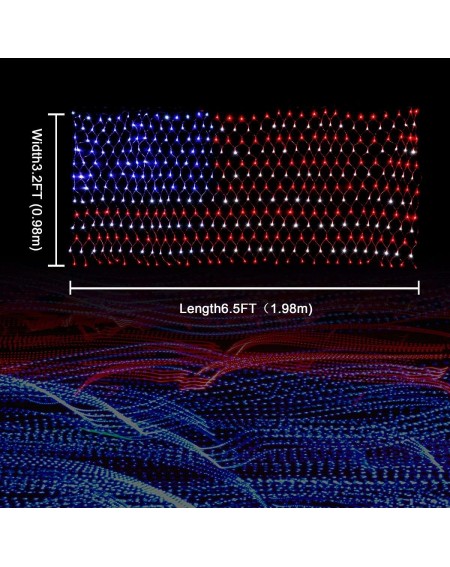 Outdoor String Lights American Flag Lights with 420 Super Bright LEDs-KAZOKU Waterproof Led Flag Net Light of The United Stat...