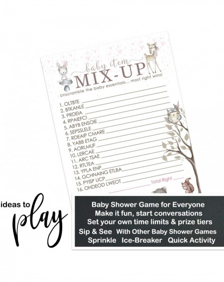 Party Games & Activities Woodland Friends Baby Shower Word Scramble Game Cards (25 Pack) Unscramble Activity - Girls Sprinkle...