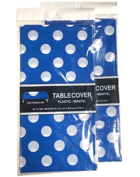 Tablecovers Polka Dots Party Plastic Tablecovers Rectangular Size 108" x 54" - 2 Pieces Tablecloths (Royal Blue) - Royal Blue...