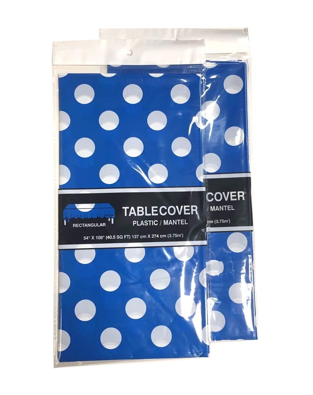 Tablecovers Polka Dots Party Plastic Tablecovers Rectangular Size 108" x 54" - 2 Pieces Tablecloths (Royal Blue) - Royal Blue...
