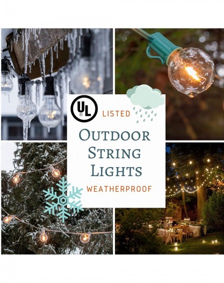 Outdoor String Lights 50 Foot G50 Patio Globe String Lights with 2 Inch Clear Bulbs for Outdoor String Lighting (White Wire) ...