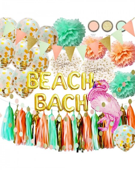 Balloons Bach Bachelorette Party Decorations Beach Bach Balloons MInt Peach Tissue Pom Pom Triangle Banner Tropical Summer Pa...