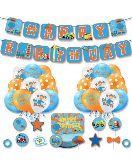Party Packs Blippi Birthday Party Supplies- Blippi Birthday Decorations- Includes Blippi Birthday Banner- 11 Cake Toppers- 20...