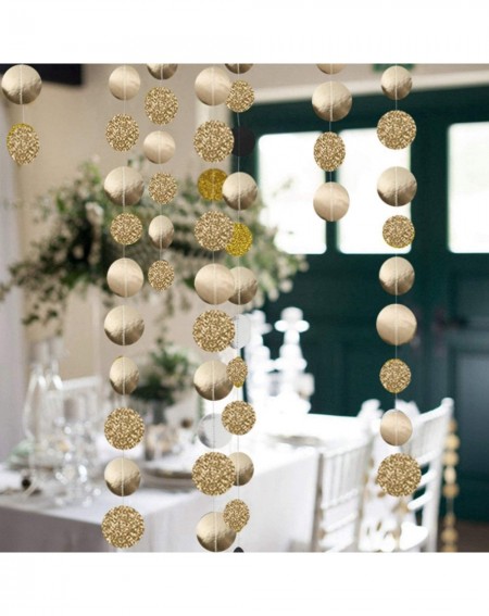 Banners & Garlands 5Pcs Glitter Champagne Gold Paper Circle Dots Garland Banners Streamers Hanging Bunting Ornament for Engag...