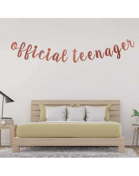 Banners & Garlands Rose Gold Official Teenager Banner- 13th Birthday Decor- Thirteen Years Old Birthday Decoration- Teen's 13...