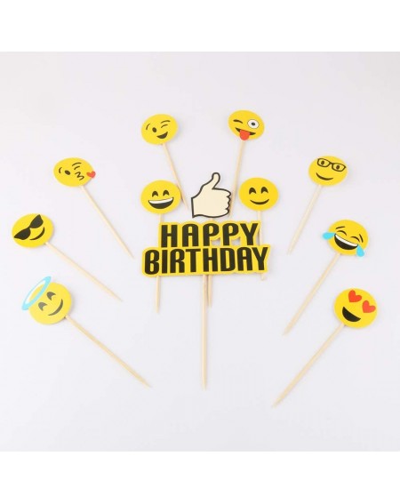 Cake & Cupcake Toppers Happy Birthday Cake Topper Set-Party Cake Decoration Supplies (Emoji Small Yellow face) - CL18LEU40RY ...