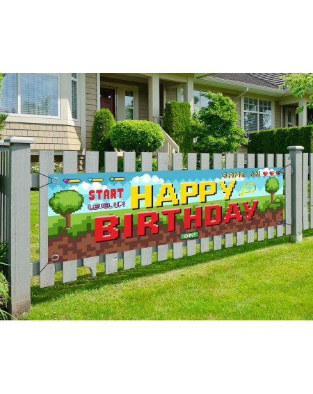 Banners & Garlands Minecraft Birthday Party Decoration Backdrop-Minecraft Birthday Banner Video Game Backdrop Pixelated Craft...