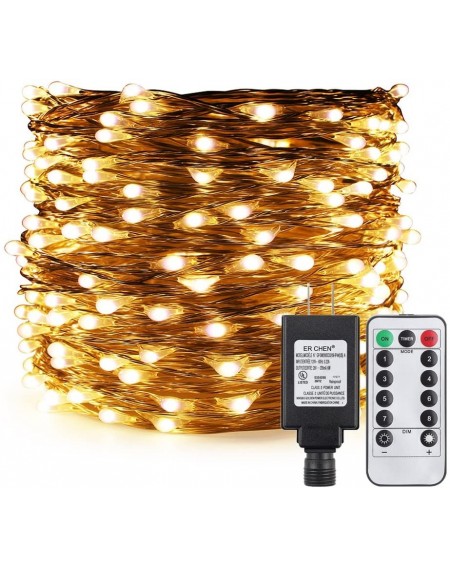 Outdoor String Lights Dimmable LED String Lights Plug in with Remote- 105Ft 300LEDs Silver Coated Copper Wire Fairy Lights 8 ...