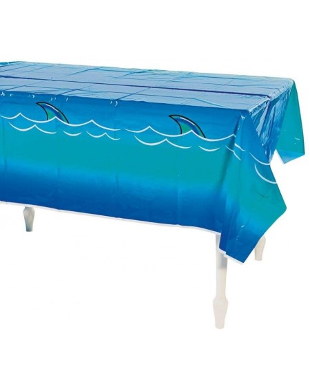 Tablecovers Fun Express Shark Tablecloth (1 Piece) Plastic- 54" x 108"- Pool Party- Disposable Décor- Birthday Party Supplies...