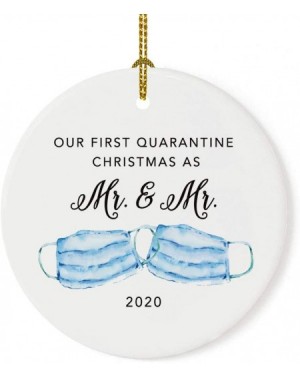 Ornaments Quarantine Round Porcelain Christmas Ornament Keepsake Gift- Our First Quarantine Christmas as Mr. & Mr. 2020- Wate...
