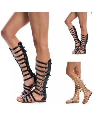 Banners Sandals for Women Platform-Gladiator Sandals Flat Summer Beach Sandals Strappy Lace Up Open Toe Knee High Flat Sandal...