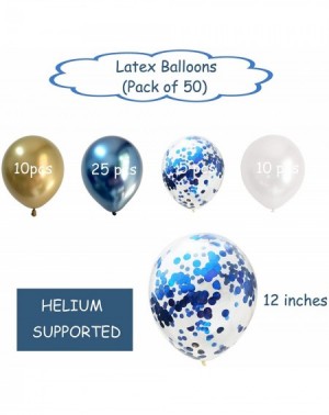 Balloons Chrome Metallic Blue Gold Balloons-50Pieces Latex Balloons White Gold Blue confetti for Birthday Wedding Engagement ...