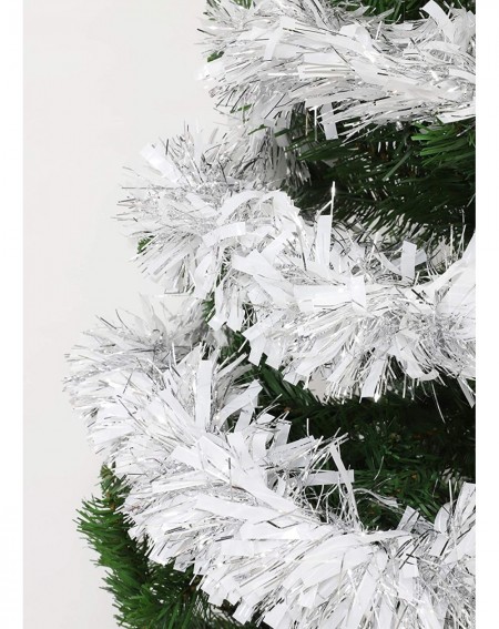 Tinsel 4 Metre Chunky/Fine Christmas Tinsel - Christmas Decoration Tinsel (White Silver) - White Silver - C219LKGU80G $38.99