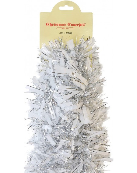 Tinsel 4 Metre Chunky/Fine Christmas Tinsel - Christmas Decoration Tinsel (White Silver) - White Silver - C219LKGU80G $38.99