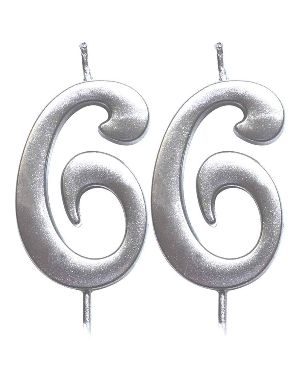 Birthday Candles Silver 66th Birthday Numeral Candle- Number 66 Cake Topper Candles Party Decoration for Women or Men - CF18U...