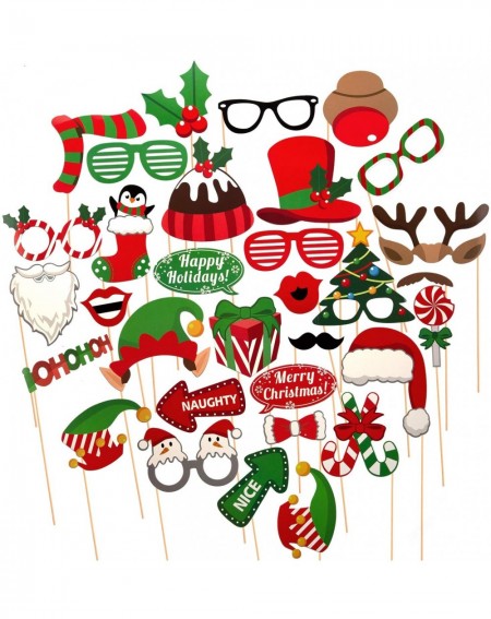 Photobooth Props 32 Pcs Christmas Photo Booth Props Kit Selfie Props Accessories for Christmas Theme Party Favors for Adults ...