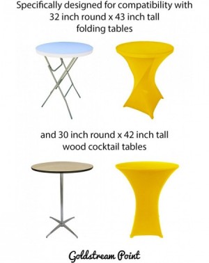 Tablecovers Lemon Yellow 32 Inch Round x 43 Inch Tall Spandex Cocktail Tablecloth Folding Cover Stretch - Lemon Yellow - CR12...