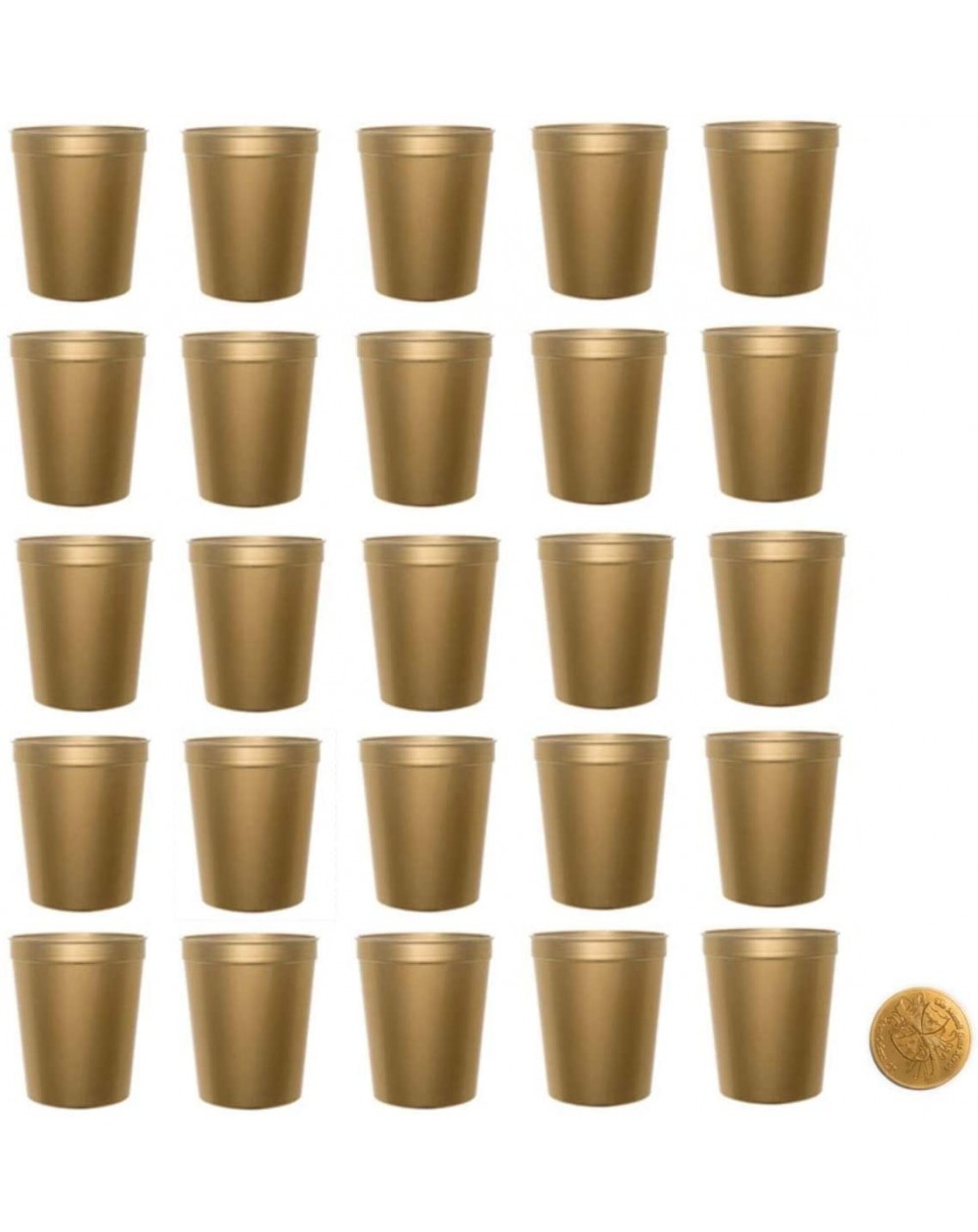 Tableware Metallic Gold Plastic Party Cups- Pack of 25- Blank 16 oz Stadium Cups - Gold - CR18S73QMYA $16.75