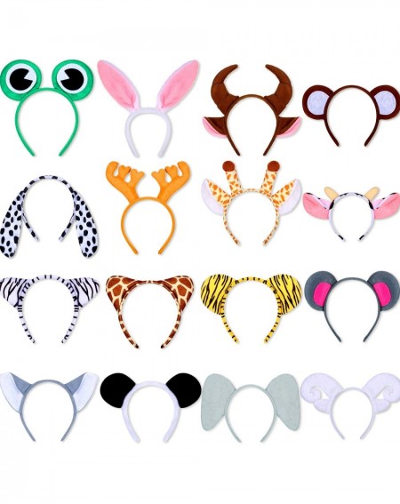 Party Favors 16 Piece Animal Jungle Safari Headbands Zoo Cartoon Plush Animal Ear Hairbands Costume Set Animal Hair Hoop for ...