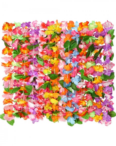 Party Favors 14 Pieces Hawaiian Leis Necklaces Colorful Hawaiian Flower Leis Necklaces for Luau Party Decorations Beach Party...