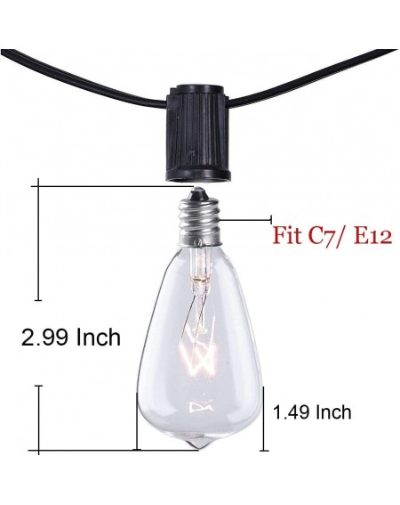 Outdoor String Lights ST38 10Ft Outdoor Indoor String Lights with 11 Clear Edison Bulbs UL Listed E12 Umbrella Lights for Por...