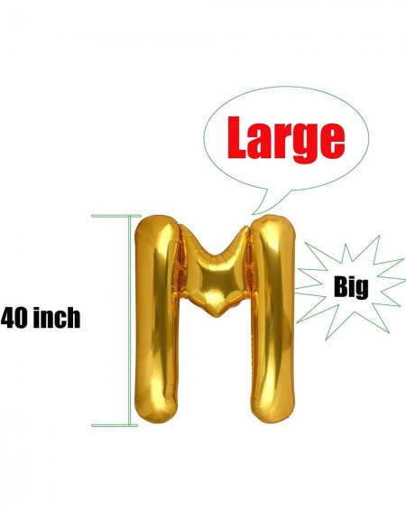 Balloons 40 Inch Giant Gold Letter M Balloon Birthday Party Decorations Mylar Foil Big Alphabet Helium Balloon - Letter M - C...