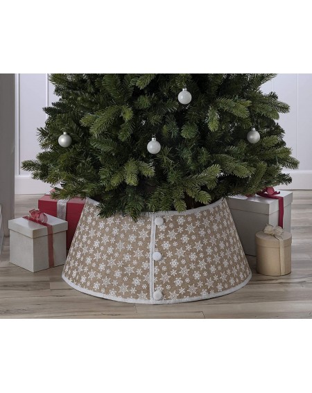 Tree Skirts New Traditions - Tree Collar (Burlap Tree Collar - Tan Snowflakes) - Burlap Tree Collar - Tan Snowflakes - CG198O...