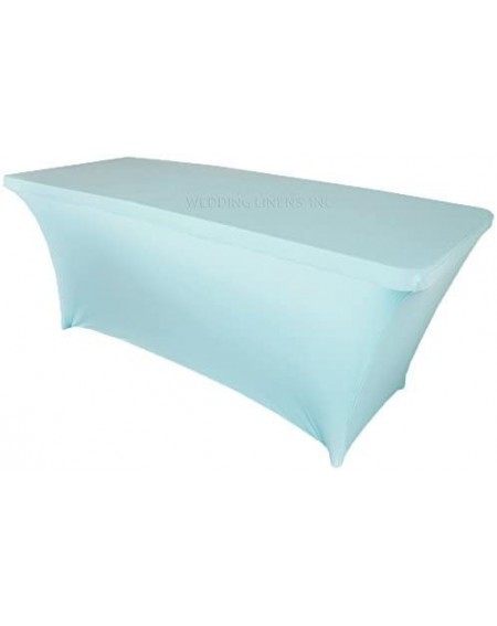 Tablecovers Wholesale (200 GSM) 6 FT Rectangular Spandex Stretch Fitted Table Cover Tablecloths Baby Blue - Baby Blue - C4184...