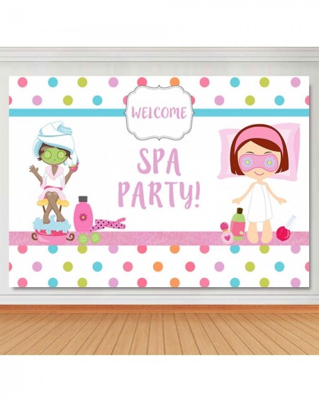 Photobooth Props Spa Themed Birthday Backdrop Pamper Slumber Party Photo Booth Background 7x5ft Colorful Dots Spa Party Girls...