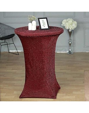 Tablecovers 36-Inch Burgundy Cocktail Metallic Spandex Fitted Stretchable Tablecloth Table Linens Wedding Party Events Decora...