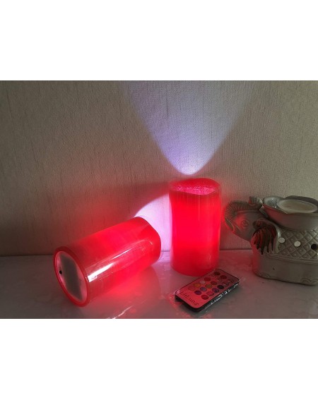 Candles Red LED Candles Gift Set of 2- Realistic Scented Battery Candles with Cinnamon Aroma-Auto 24-Hour Cycle Dia3 XH5 Inch...